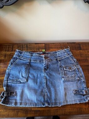 Dollhouse Light Blue Denim Skirt with Red Logo Tag